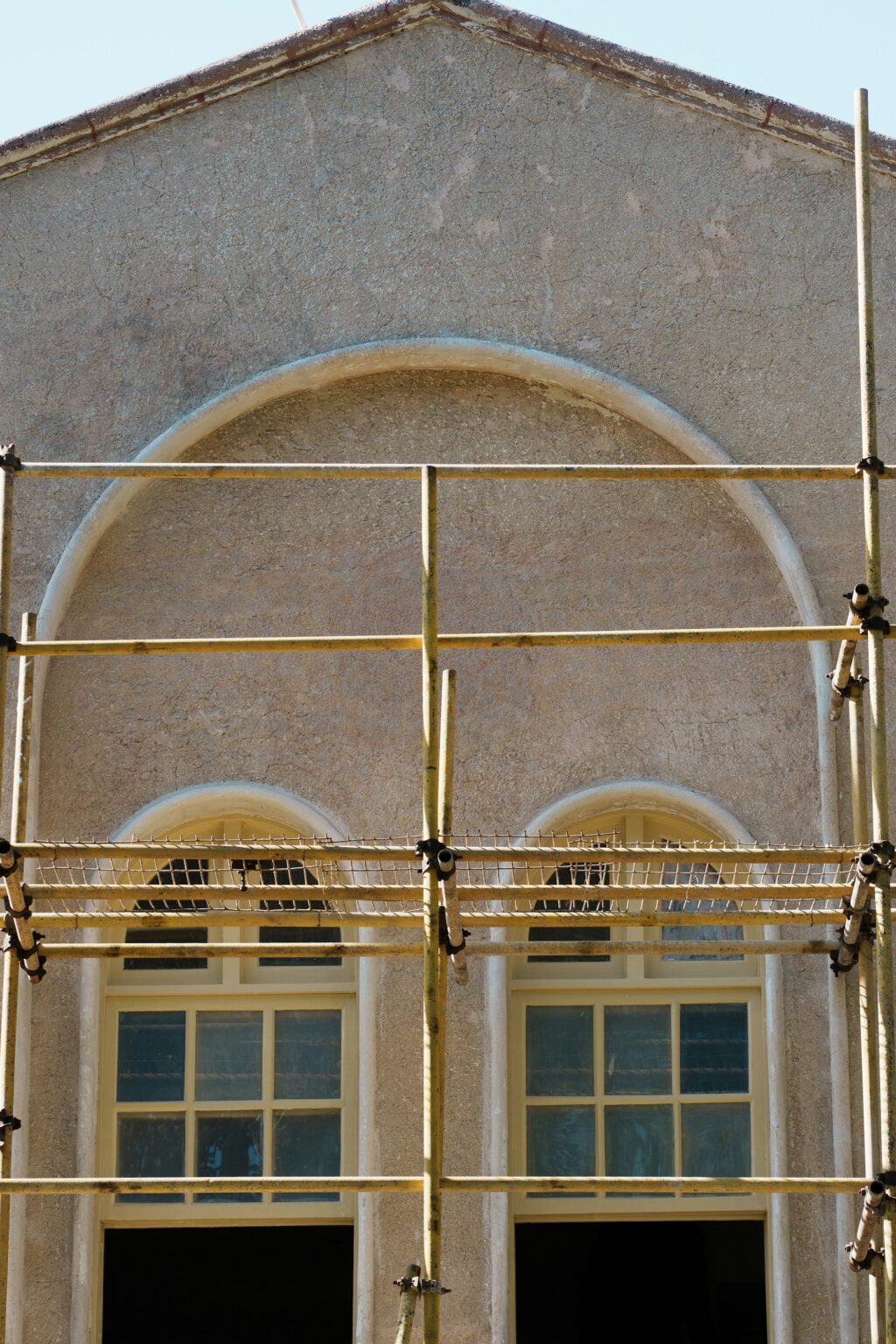 Scaffolding on the front of a building