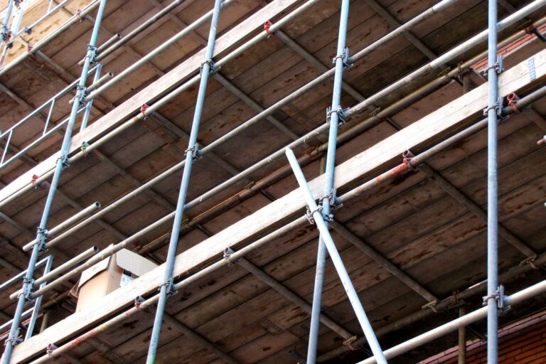 Scaffolding on the side of a building under construction